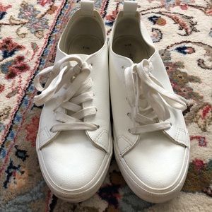 White Faux Leather Sneakers